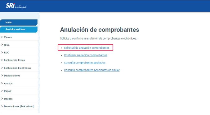 Cómo anular factura electrónica SRI